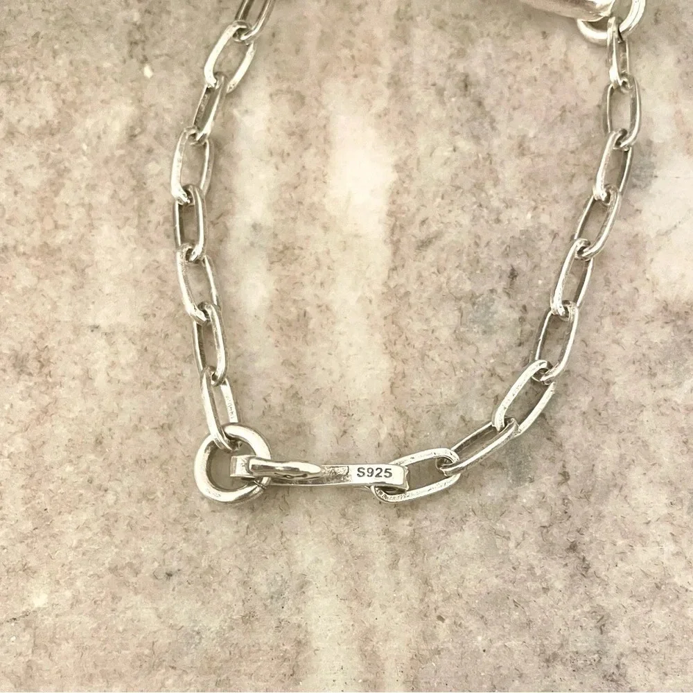925 Sterling Silver Paperclip Bracelet Unique Vintage Silver Bracelet